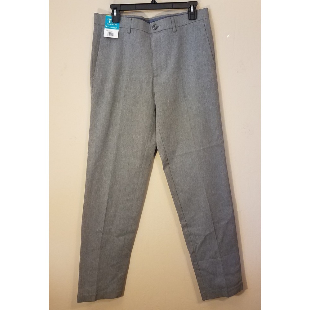 Haggar Prem Khaki Pant Men 32x32 Perfect Fit Straight Stretch Comfort Gray NEW